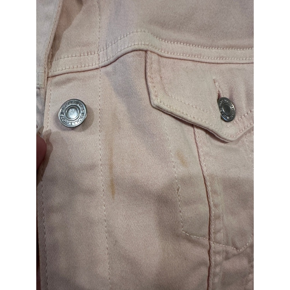 Michael Kors Pink Denim Jacket Button Front Long Sleeve Casual XL - Picture 4 of 6